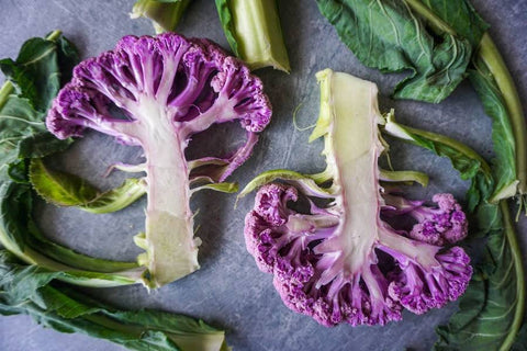Purple Cauliflower Steaks with Mint Chutney and Pomegranate
